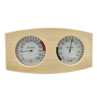 Termometr i Higrometr Drewniany do Sauny – Zakres 10–120°C, 0–100% RH, Świerk