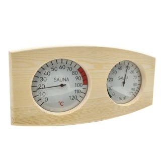 Termometr i Higrometr Drewniany do Sauny – Zakres 10–120°C, 0–100% RH, Świerk