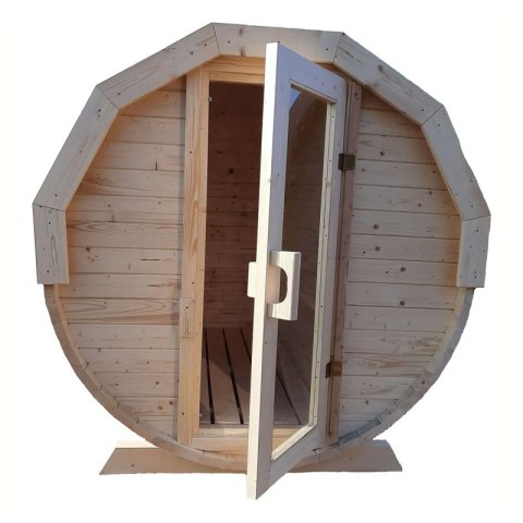 Sauna Ogrodowa Beczka 200x200 cm – Drewno Świerkowe, Gont Dachowy, Piec Harvia