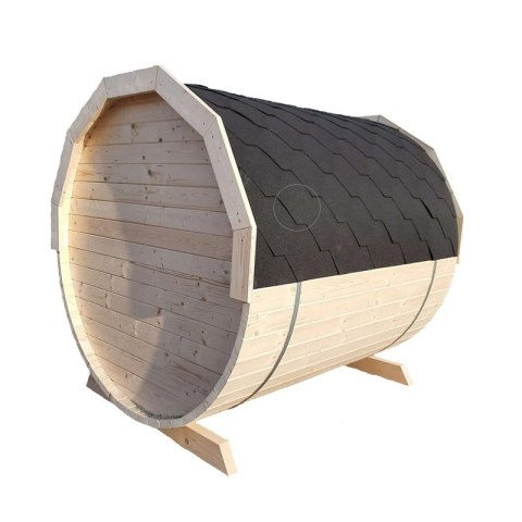 Sauna Ogrodowa Beczka 200x200 cm – Drewno Świerkowe, Gont Dachowy, Piec Harvia